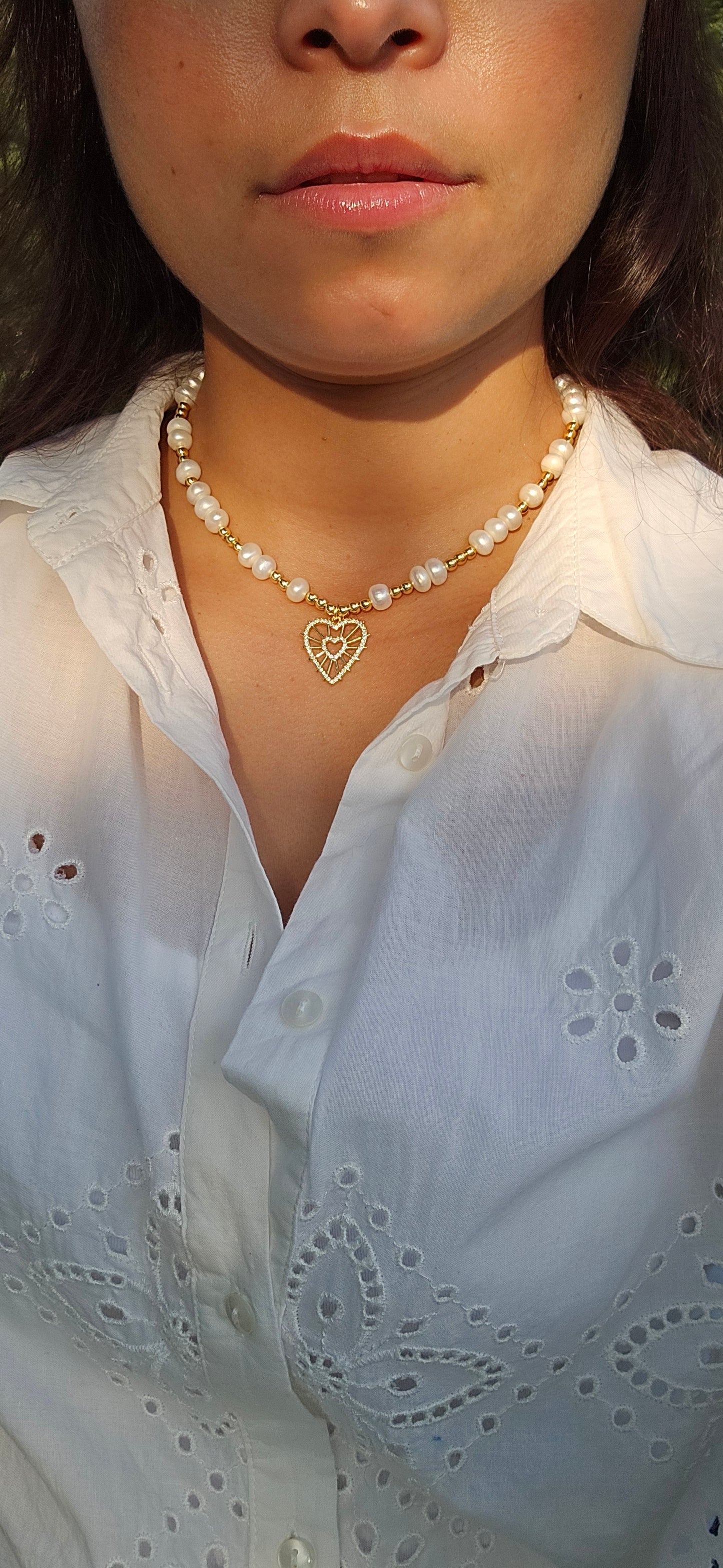 white heart necklace