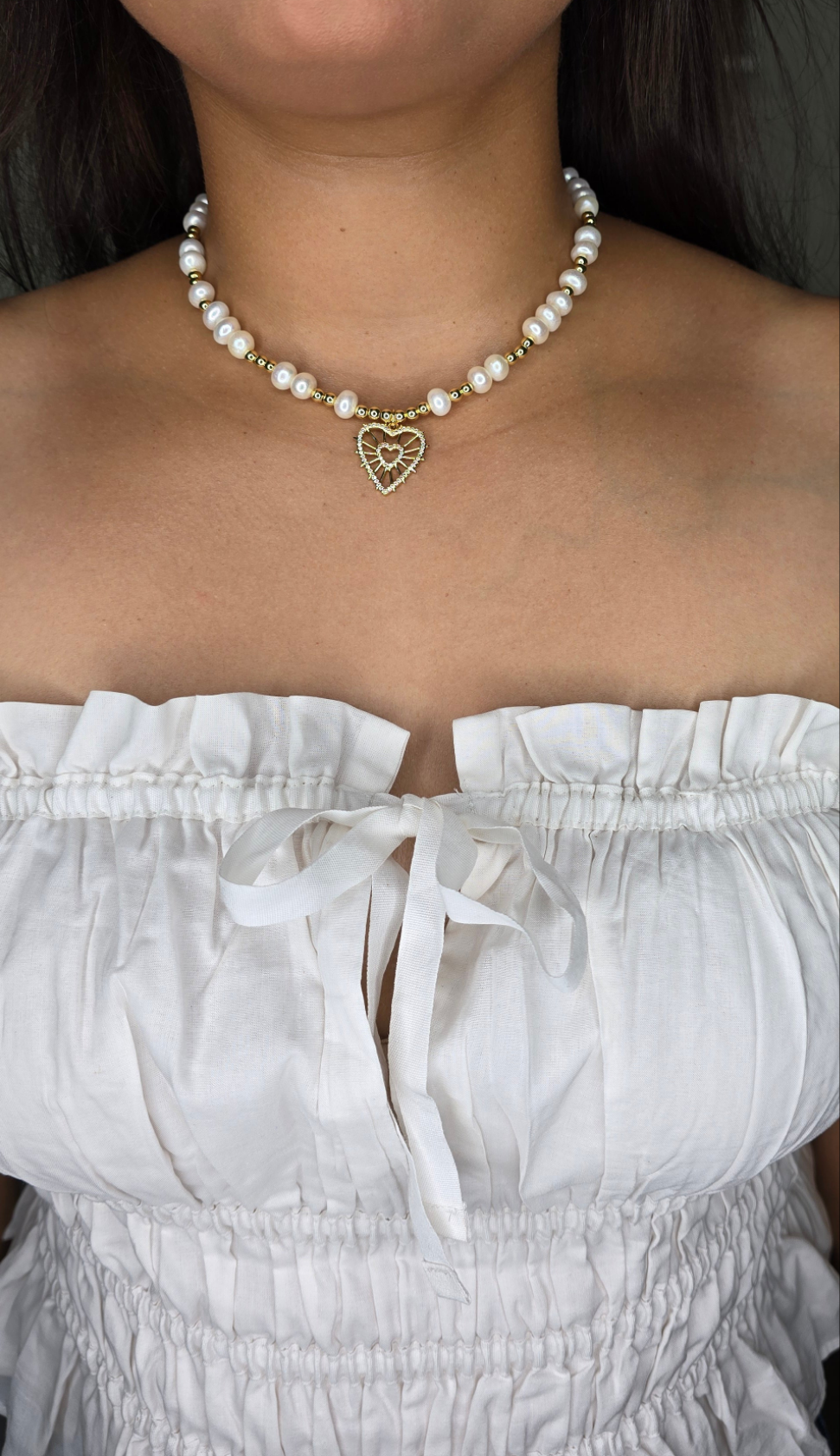 white heart necklace